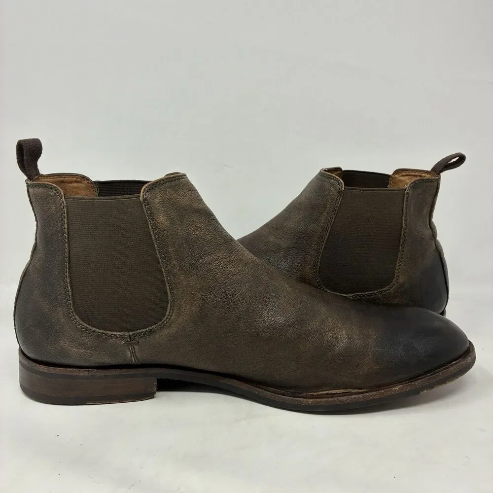 Frye Tyler Flex Boots Mens Size 13 Brown Leather Chelsea Ankle Pull On Pebbled